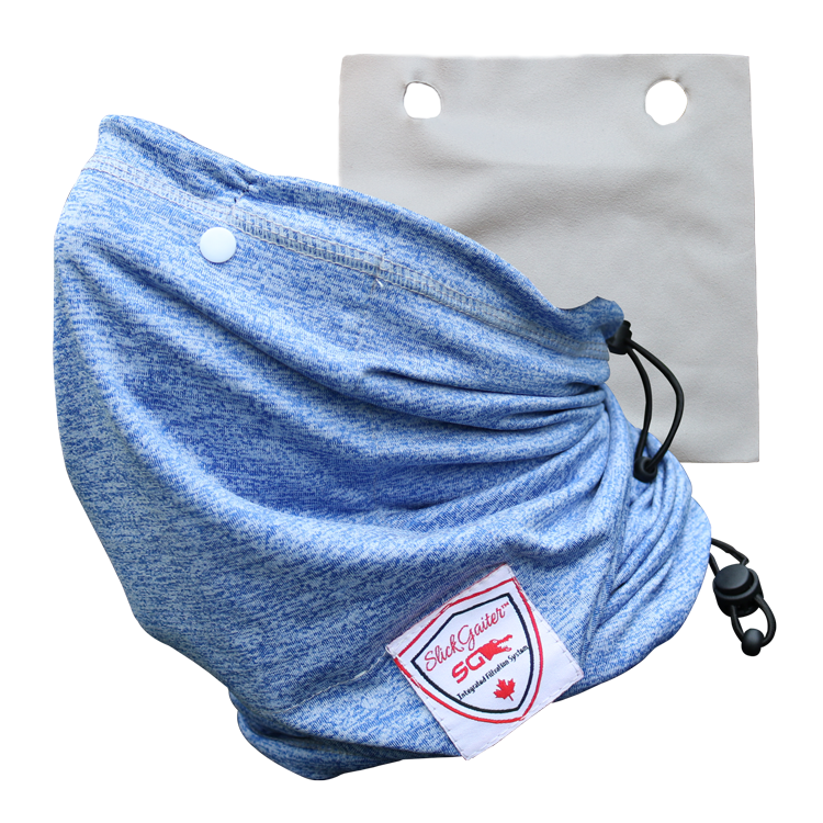 Slick Gaiter Face Mask 3-Ply Filter Pocket Neck Gaiter with Washable Reusable Air Filter and Adjustable Bungee Straps 4-Layer Protection Dust Mask UV-Blocking Cooling Bandana