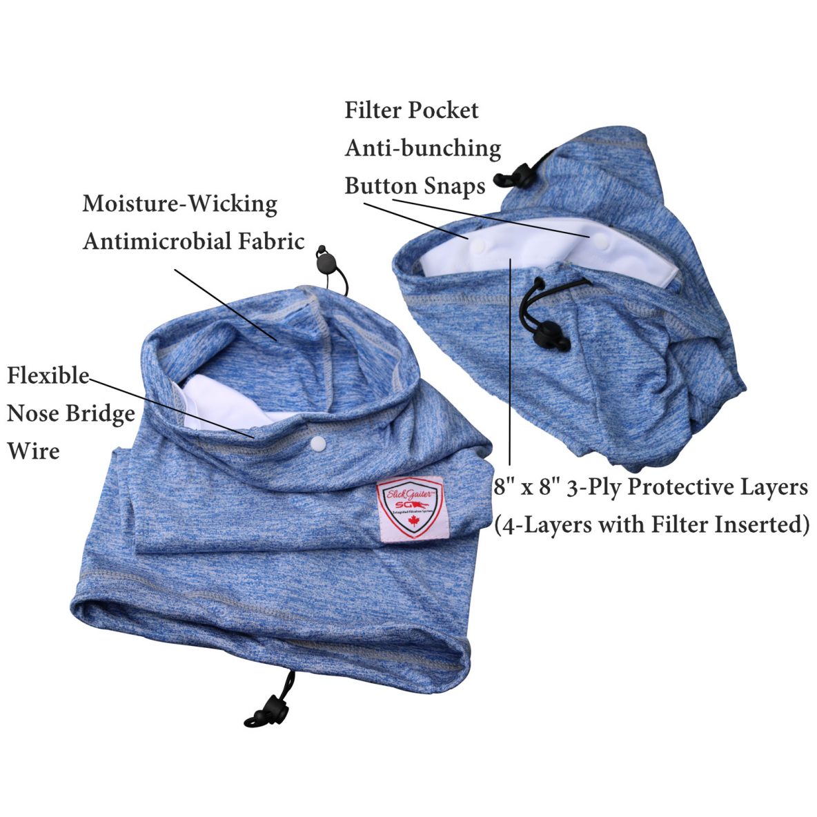 Slick Gaiter® Adjustable Neck Gaiter with Filter Pocket & Cloth Filter